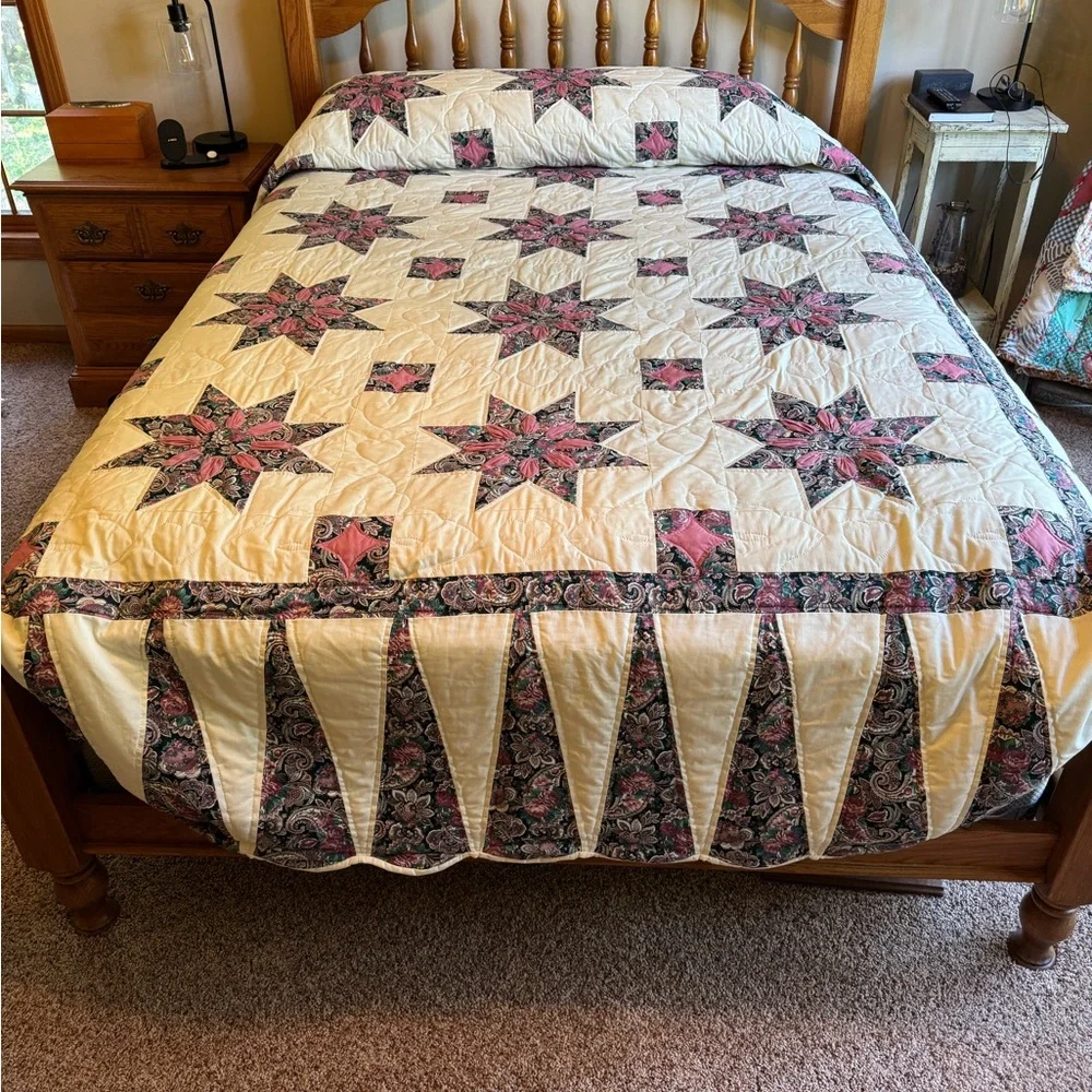 Authentic Vintage Amish Made Queen Size Quilt